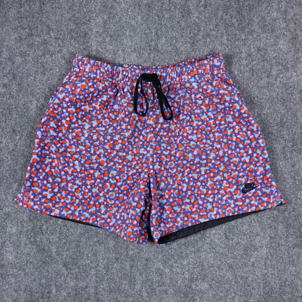 Nike Fleece Shorts Mens XL Blue Orange Polka Dot Sportswear Drawstring